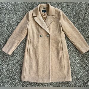Women’s DKNY Double-Breasted Faux Wool Coat in camel - size Large